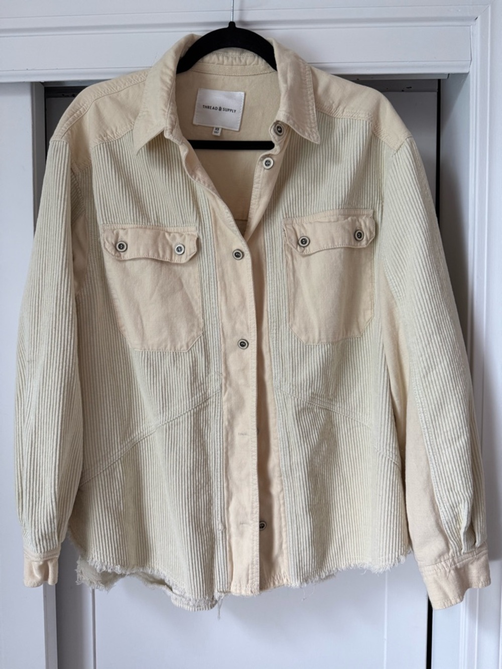 Thread & Supply Cream Corduroy Utility Shirt Jacket